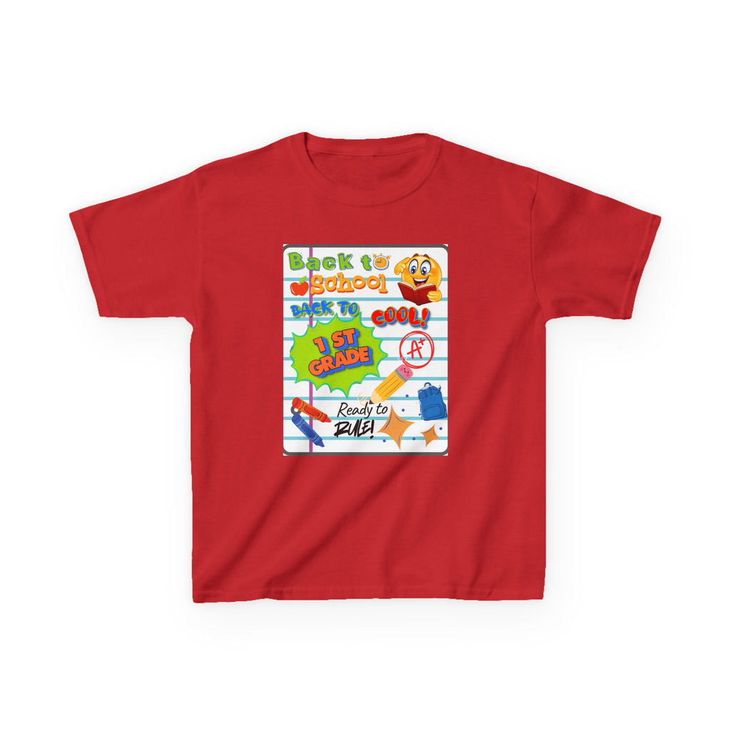 1st Grade Back to School Kids T‑Shirt - "Back to School" Lined Paper Design