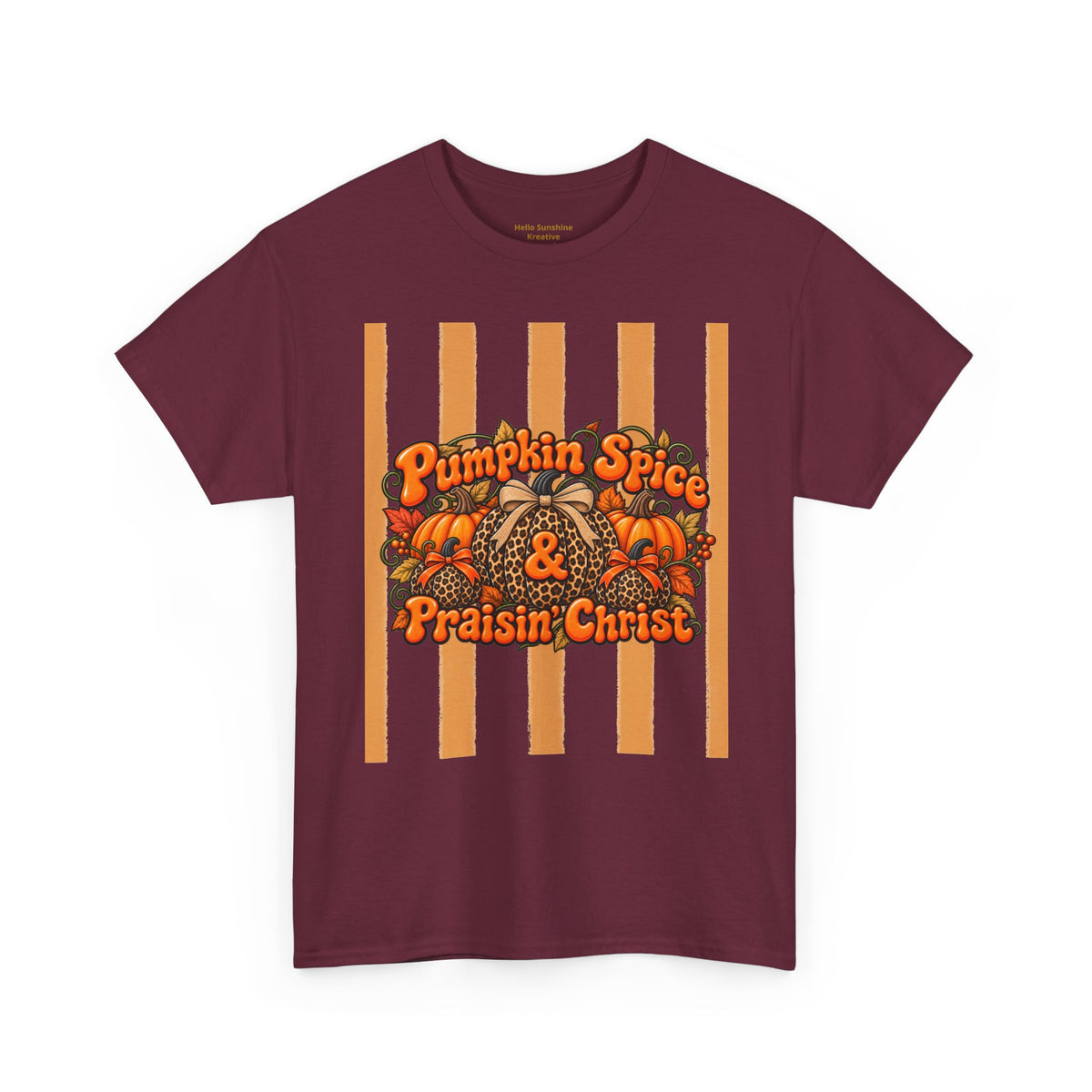 Pumpkin Spice & Praisin' Christ Tee — Fall Christian Pumpkin Graphic T-Shirt