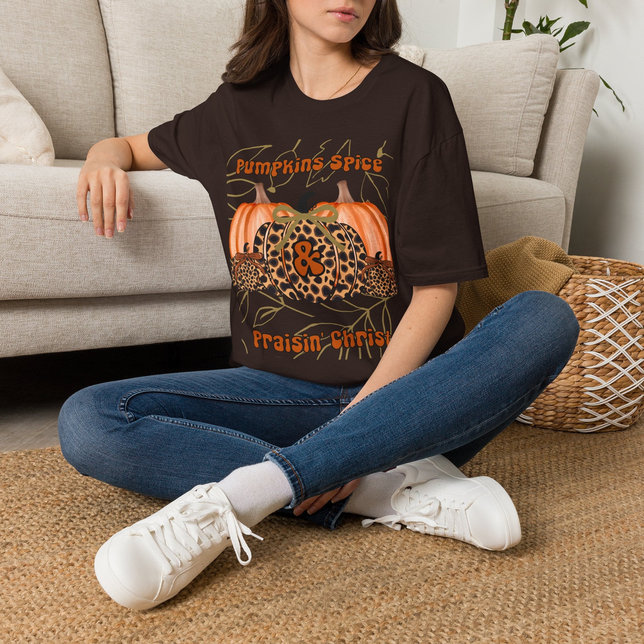 Pumpkin Spice Leopard Tee — Fall Graphic T‑Shirt