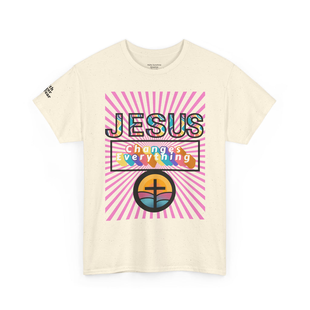 Jesus Changes Everything T-Shirt — Retro Rainbow Christian Faith Tee
