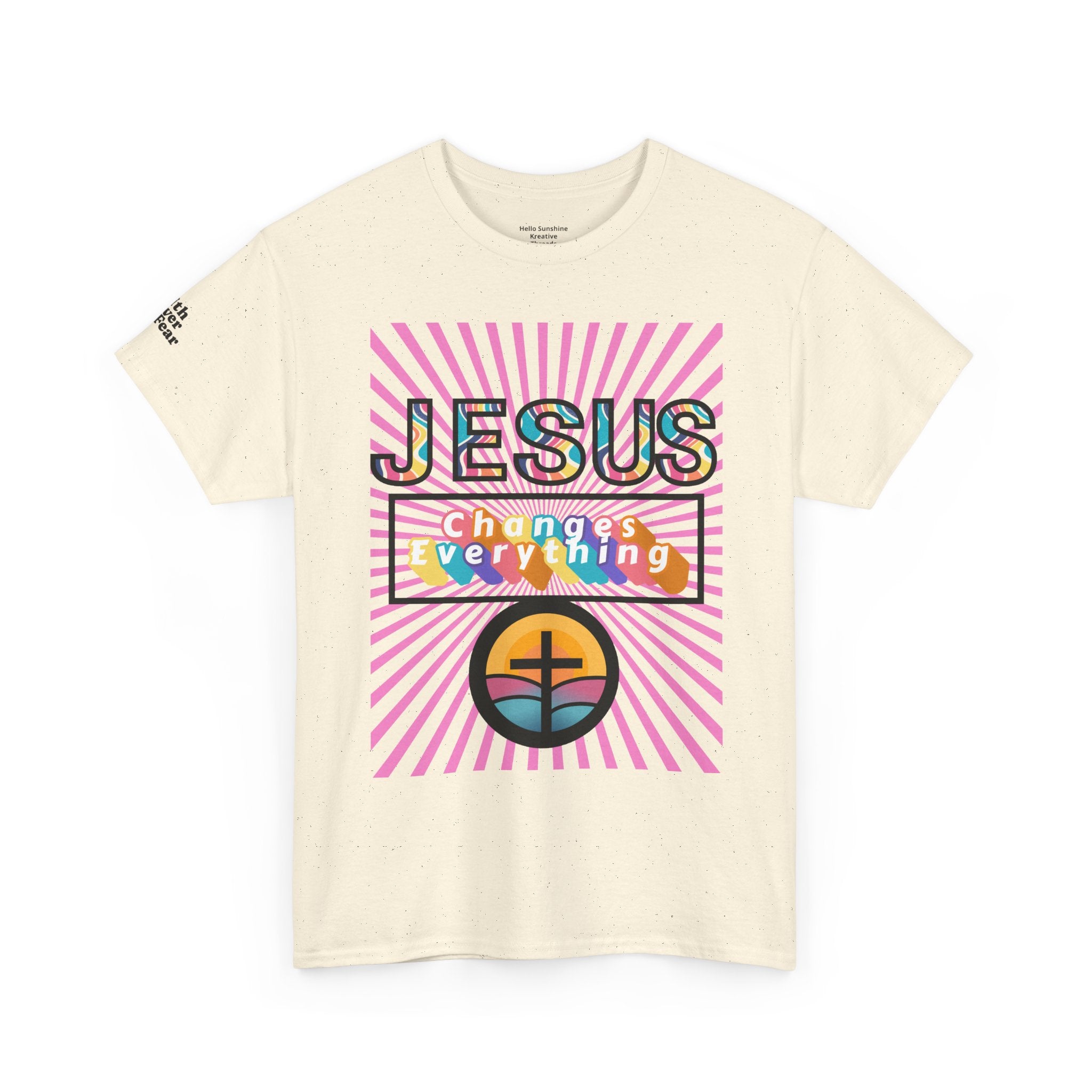 Jesus Changes Everything T-Shirt — Retro Rainbow Christian Faith Tee