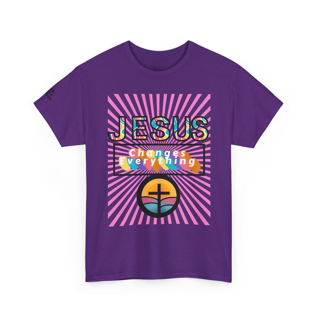 Jesus Changes Everything T-Shirt — Retro Rainbow Christian Faith Tee