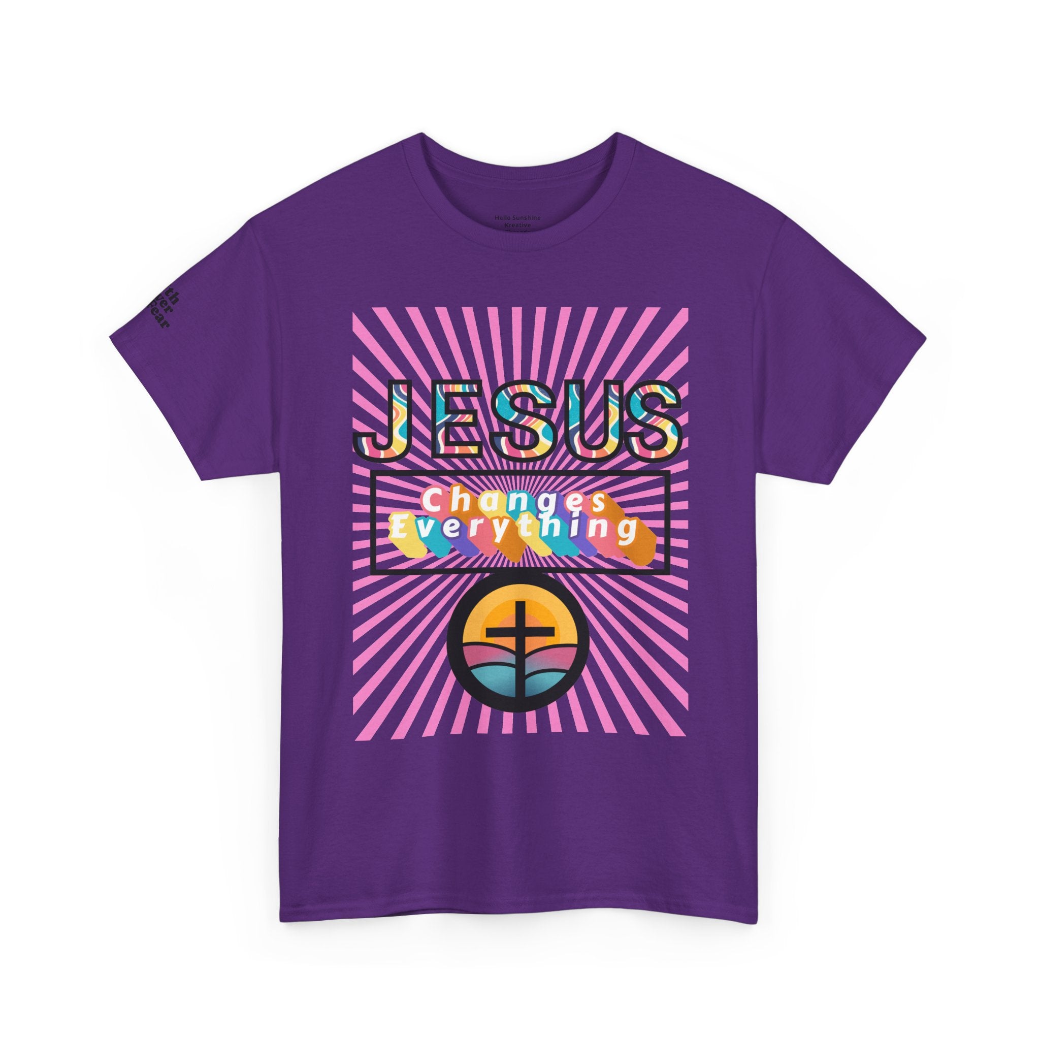Jesus Changes Everything T-Shirt — Retro Rainbow Christian Faith Tee