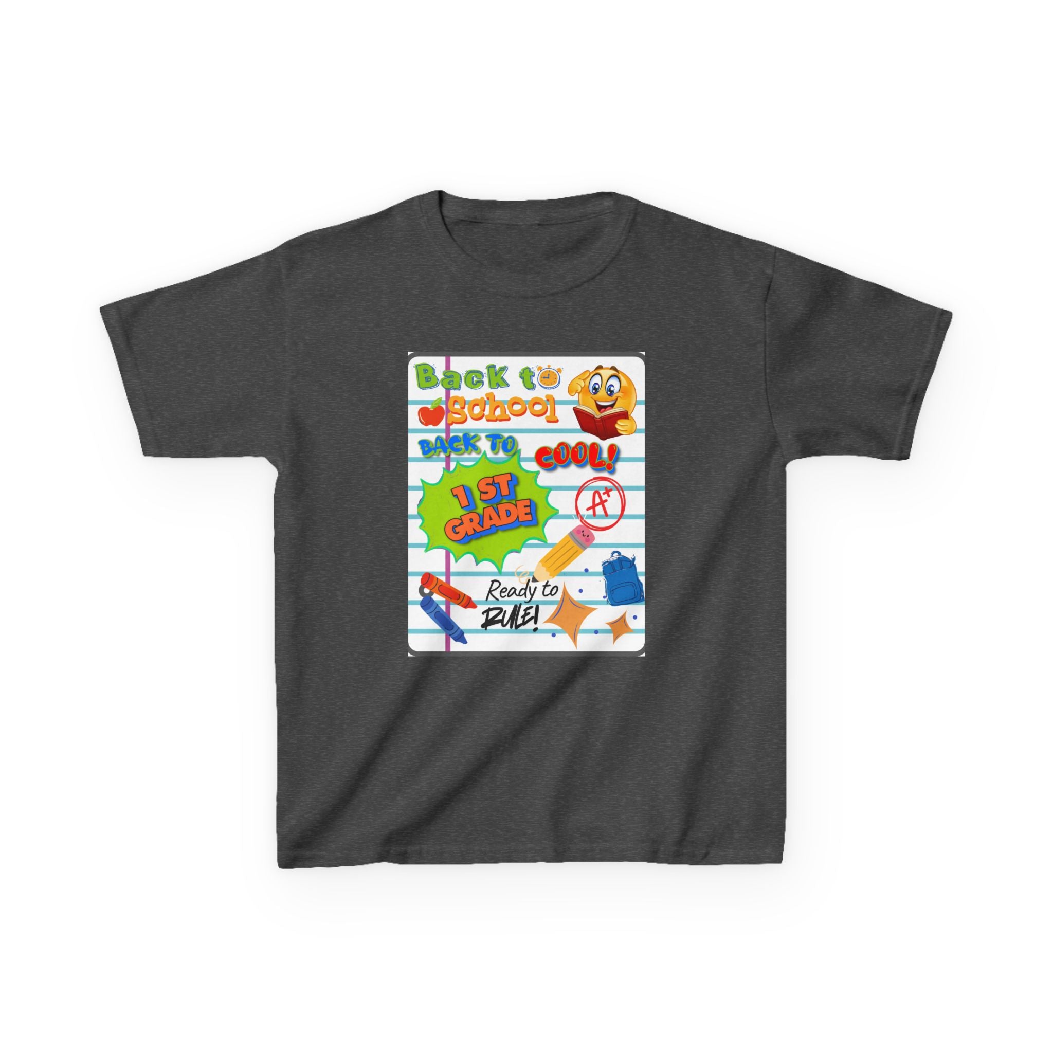 1st Grade Back to School Kids T‑Shirt - "Back to School" Lined Paper Design