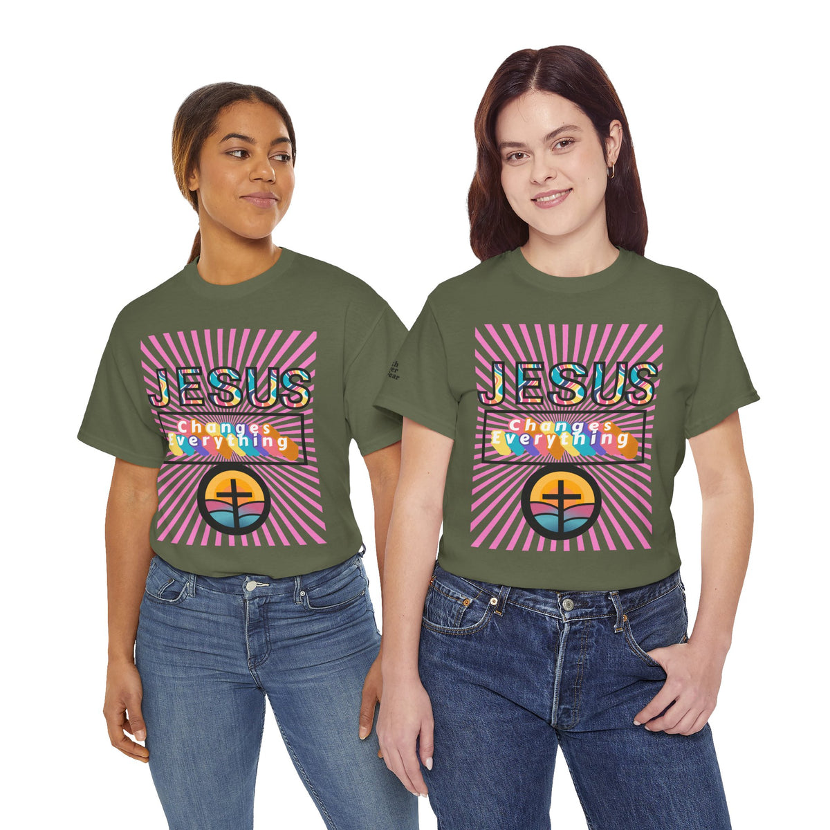 Jesus Changes Everything T-Shirt — Retro Rainbow Christian Faith Tee