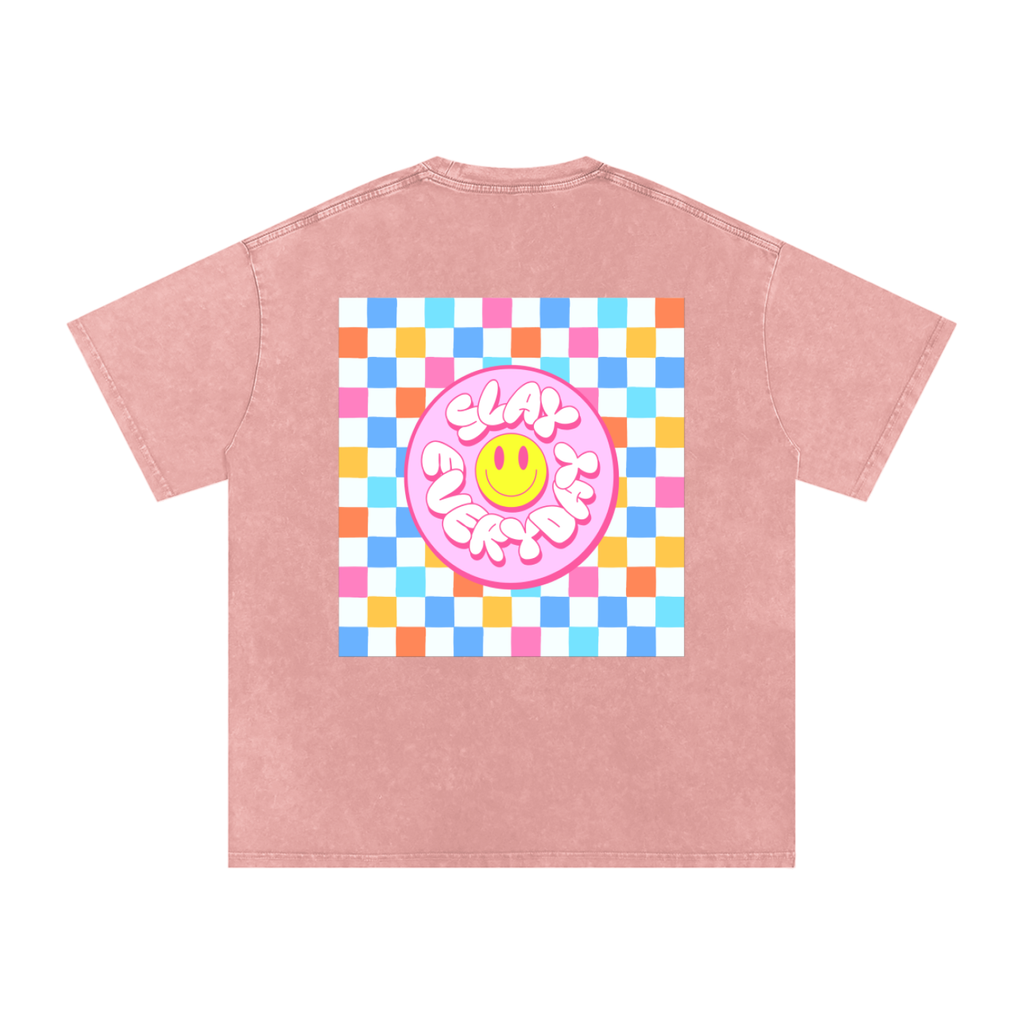 Snow Washed Oversized Cotton Slay All Day T-Shirt