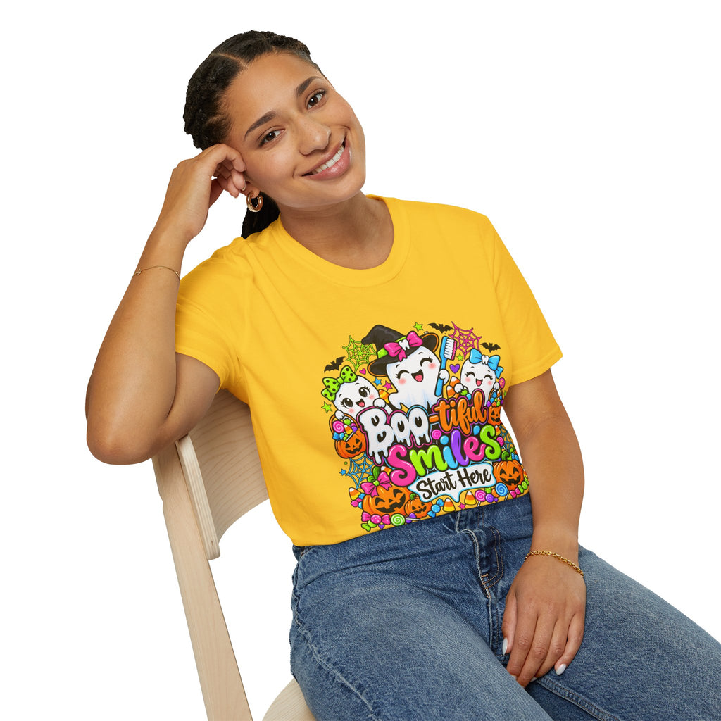 Boo-tiful Smiles Start Here Halloween T-Shirt