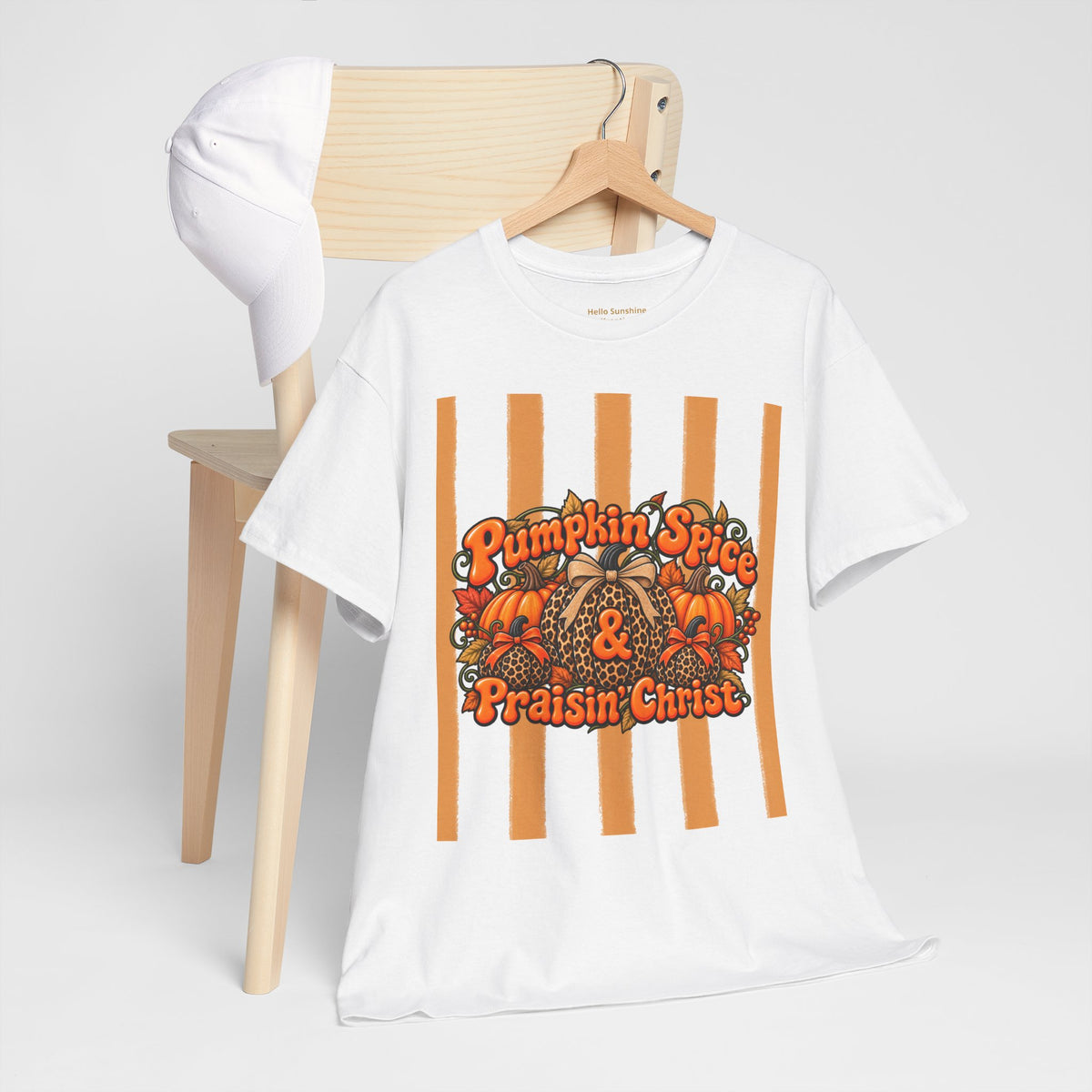 Pumpkin Spice & Praisin' Christ Tee — Fall Christian Pumpkin Graphic T-Shirt