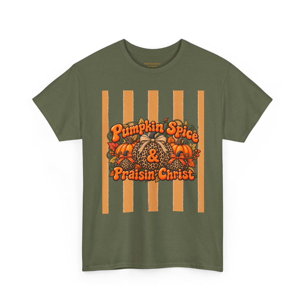 Pumpkin Spice & Praisin' Christ Tee — Fall Christian Pumpkin Graphic T-Shirt
