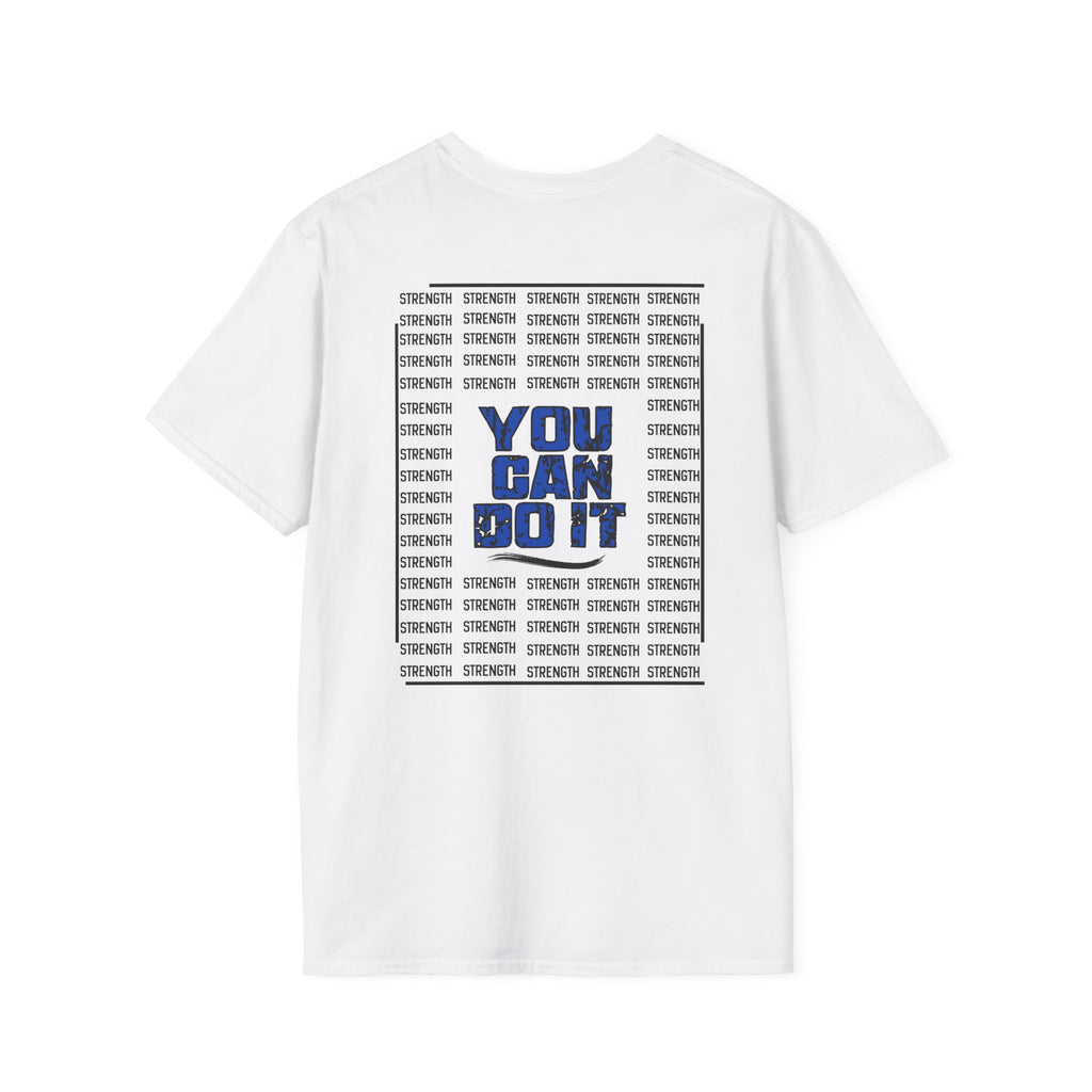 Strength "You Can Do It" T-Shirt — Minimal Blue Logo Tee