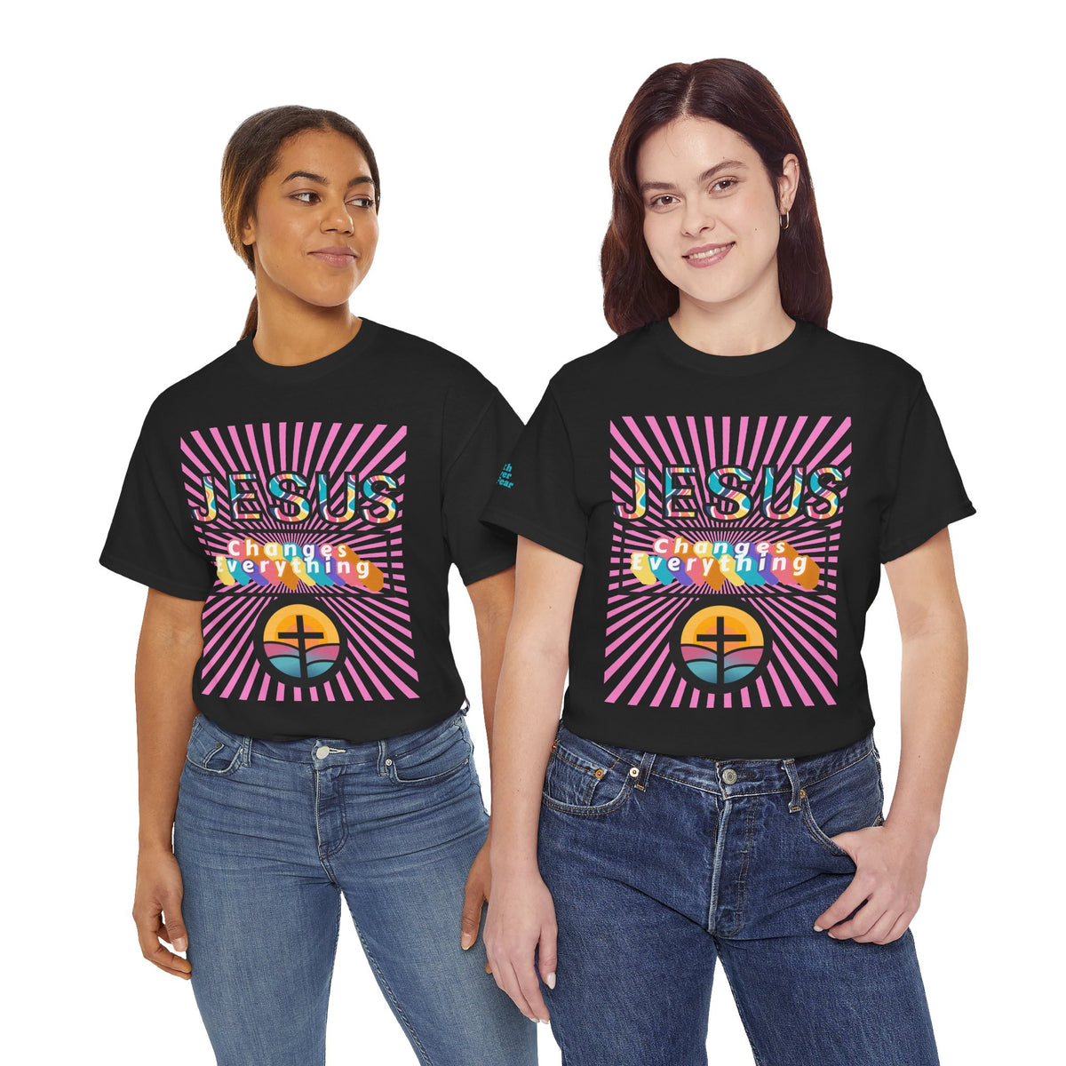 Jesus Changes Everything T-Shirt — Retro Rainbow Christian Faith Tee