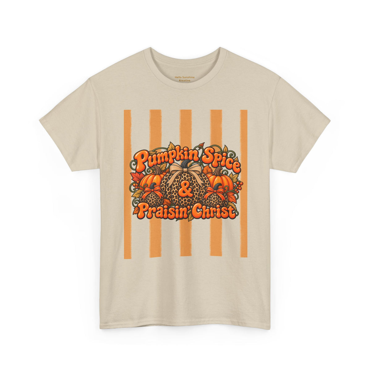 Pumpkin Spice & Praisin' Christ Tee — Fall Christian Pumpkin Graphic T-Shirt