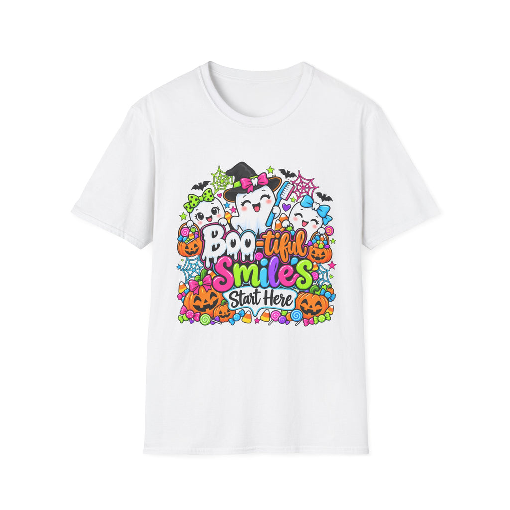 Boo-tiful Smiles Start Here Halloween T-Shirt