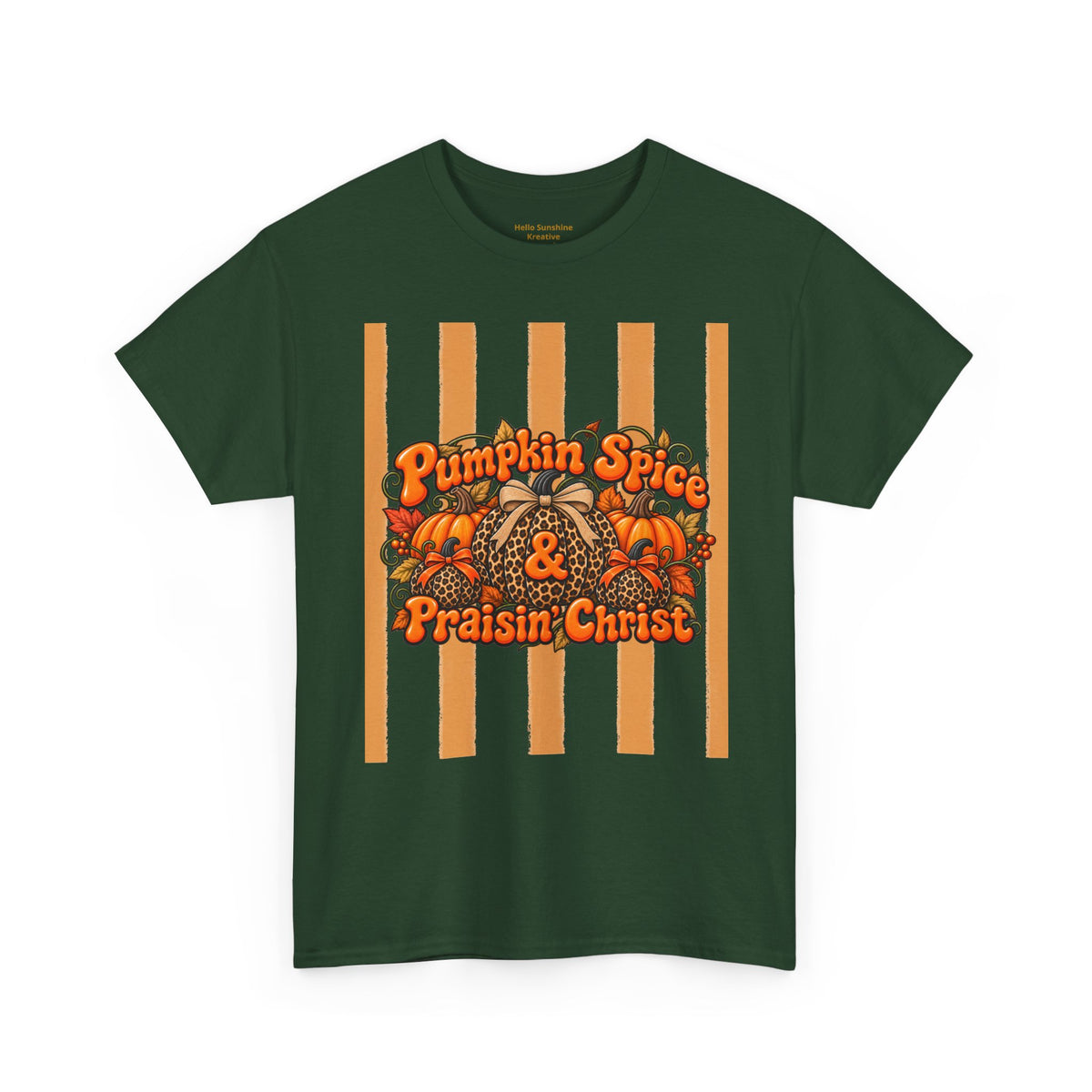 Pumpkin Spice & Praisin' Christ Tee — Fall Christian Pumpkin Graphic T-Shirt