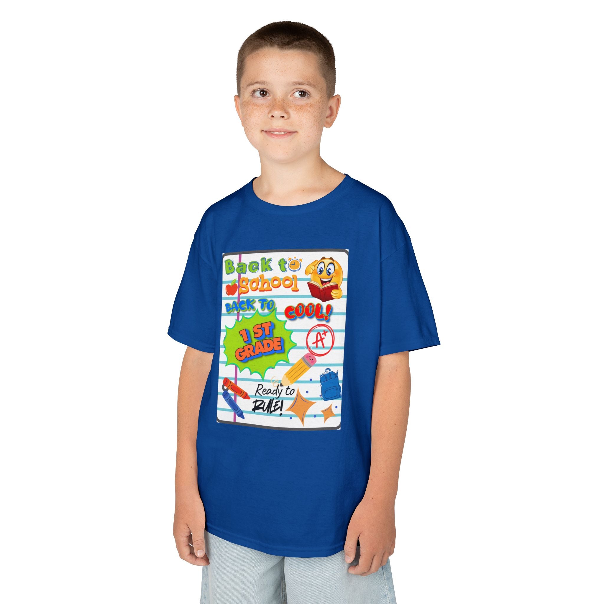 1st Grade Back to School Kids T‑Shirt - "Back to School" Lined Paper Design