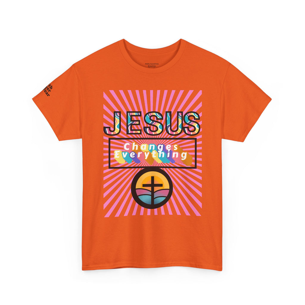 Jesus Changes Everything T-Shirt — Retro Rainbow Christian Faith Tee