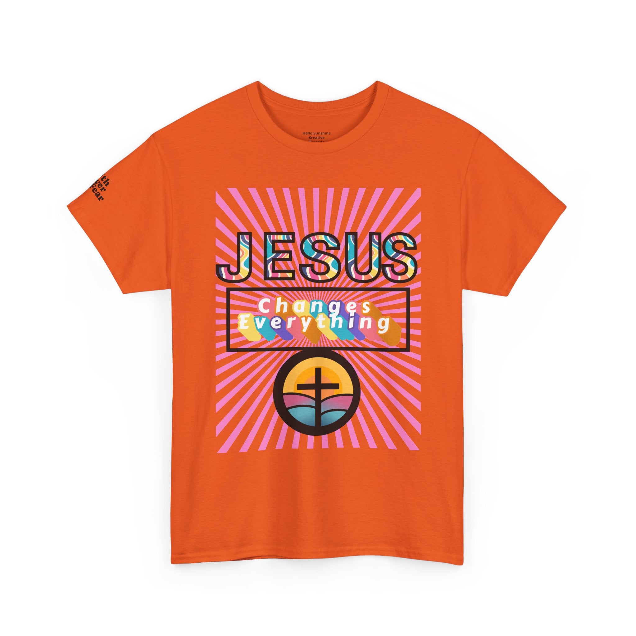 Jesus Changes Everything T-Shirt — Retro Rainbow Christian Faith Tee