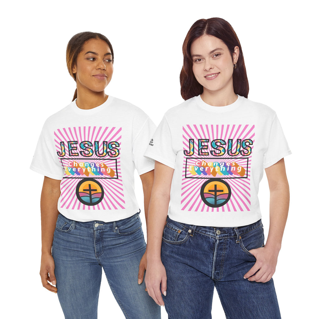 Jesus Changes Everything T-Shirt — Retro Rainbow Christian Faith Tee
