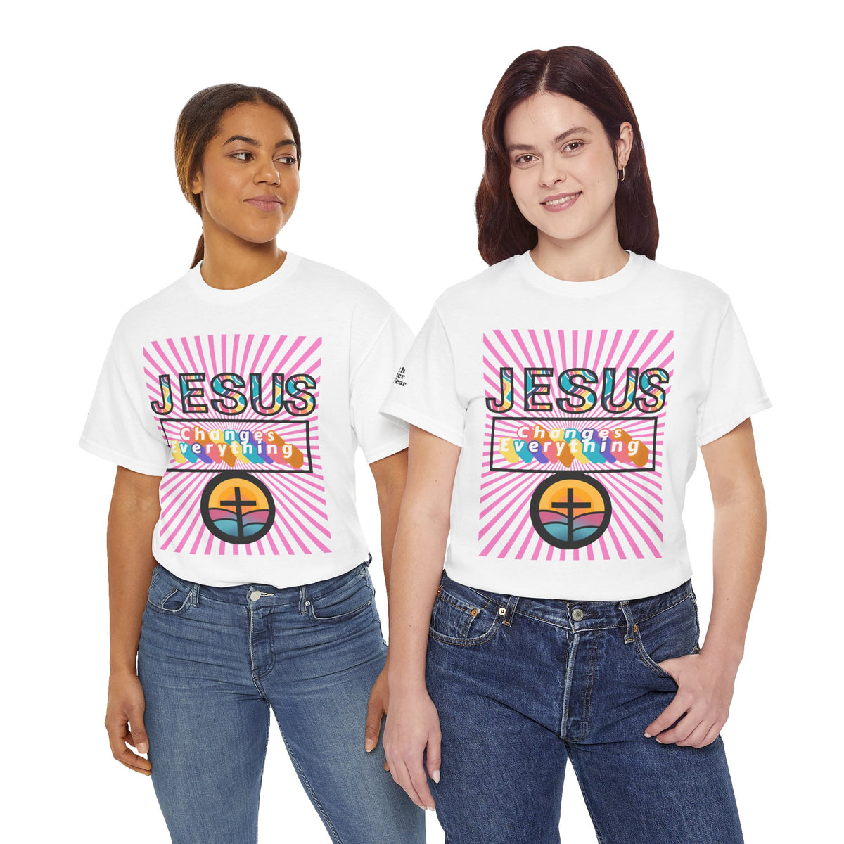 Jesus Changes Everything T-Shirt — Retro Rainbow Christian Faith Tee