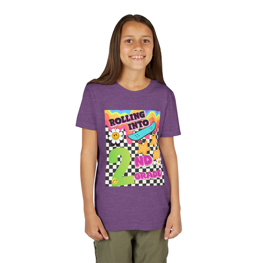 Youth Tee — "Rolling Into 2nd Grade" Back-to-School Skateboard Shirt