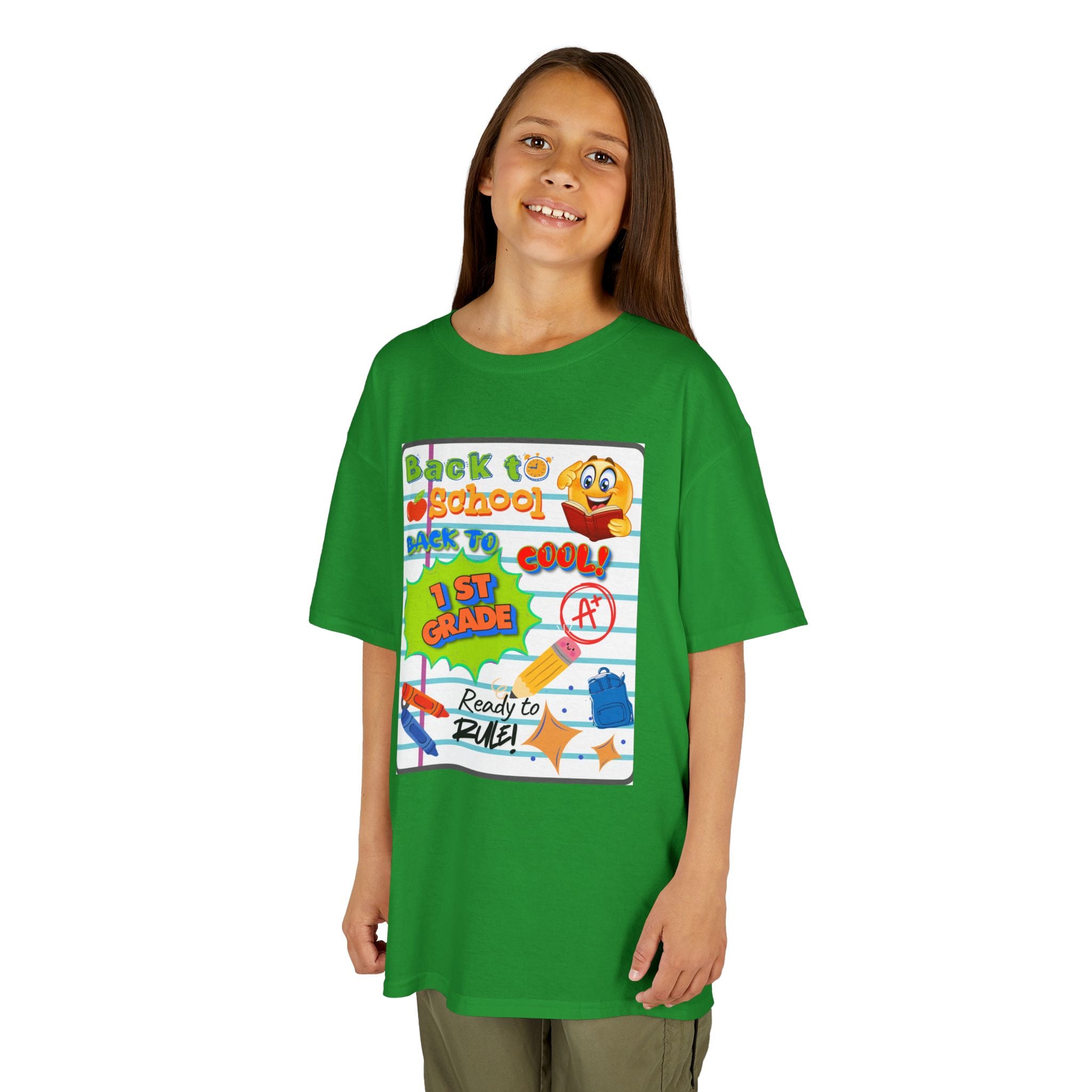 1st Grade Back to School Kids T‑Shirt - "Back to School" Lined Paper Design