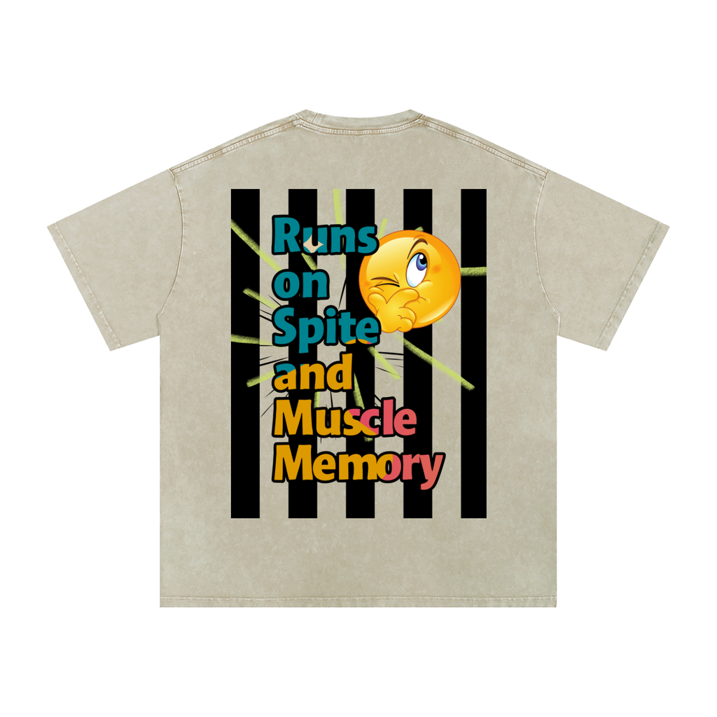 Runs on Spite -Snow Washed Oversized Cotton T-Shirt
