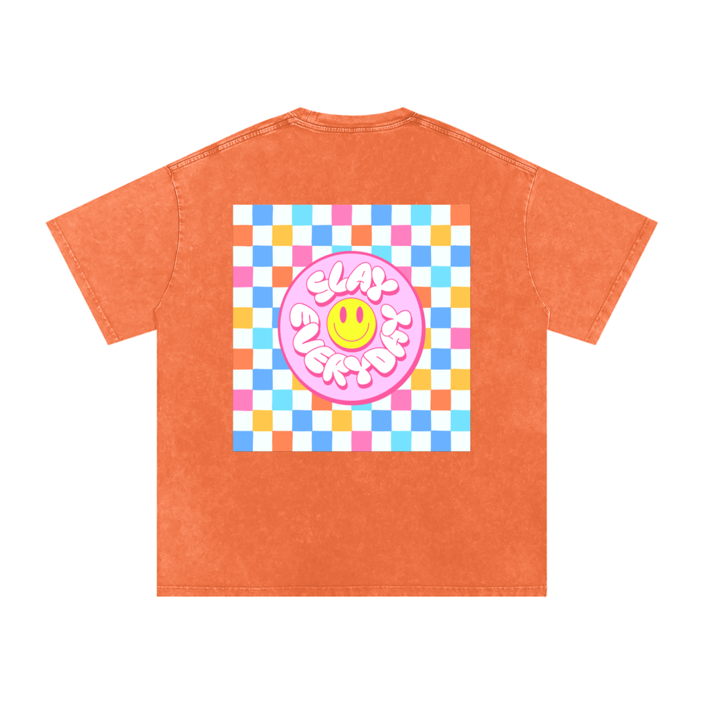 Snow Washed Oversized Cotton Slay All Day T-Shirt