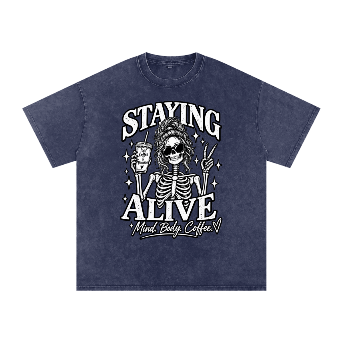 "Staying Alive"   Snow Washed Oversized Cotton T-Shirt
