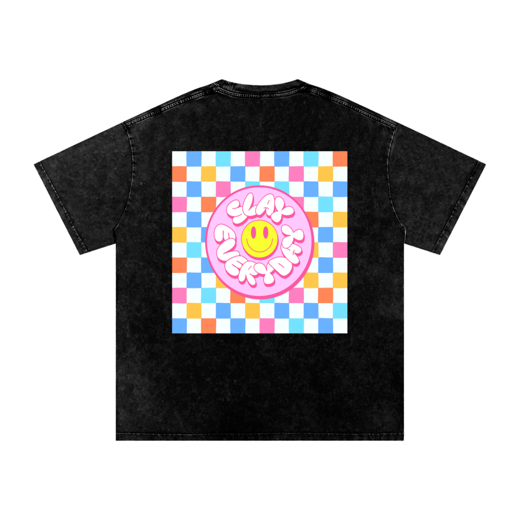 Snow Washed Oversized Cotton Slay All Day T-Shirt